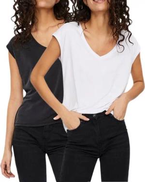 Vero Moda T-Shirt (2er-Pack) Basic Shirt mit V-Ausschnitt im Doppelpack