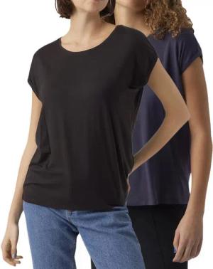 Vero Moda T-Shirt Stilvolles Basic Shirt mit Rundhalsausschnitt (2er-Pack) in Unifarbe
