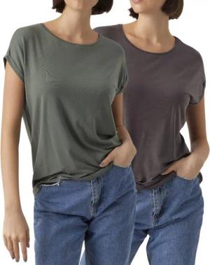 Vero Moda T-Shirt Stilvolles Basic Shirt mit Rundhalsausschnitt (2er-Pack) in Unifarbe