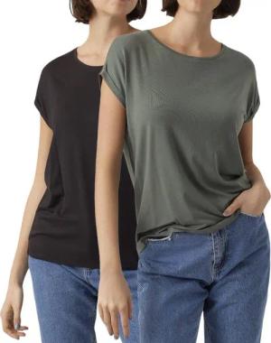 Vero Moda T-Shirt Stilvolles Basic Shirt mit Rundhalsausschnitt (2er-Pack) in Unifarbe