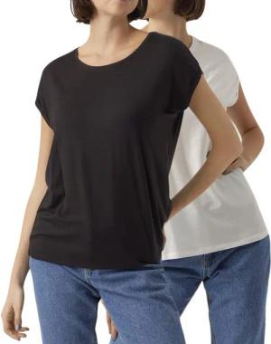Vero Moda T-Shirt Stilvolles Basic Shirt mit Rundhalsausschnitt (2er-Pack) in Unifarbe