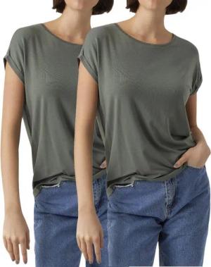Vero Moda T-Shirt Stilvolles Basic Shirt mit Rundhalsausschnitt (2er-Pack) in Unifarbe