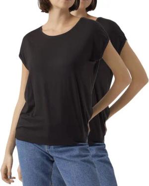 Vero Moda T-Shirt Stilvolles Basic Shirt mit Rundhalsausschnitt (2er-Pack) in Unifarbe