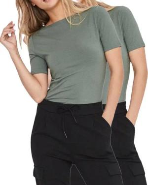 Vero Moda T-Shirt Stilvolles Damen-Shirt mit U-Boot Ausschnitt (2er-Pack) in Unifarbe