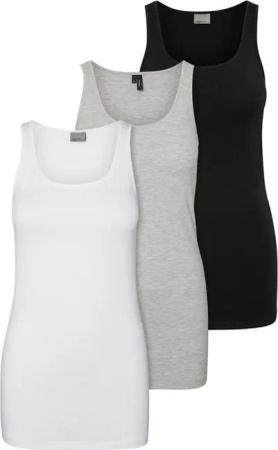 Vero Moda Tanktop Long Tank Top (3-tlg) (3 Stück) lang, elastische Baumwollqualität