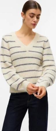 Vero Moda V-Ausschnitt-Pullover VMAWESOME SHINE LS V-NCK STRIPE PULL BOO mit Glitzer-Effekt