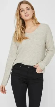 Vero Moda V-Ausschnitt-Pullover "VMCREWLEFILE LS V-NECK BLOUSE NOOS"