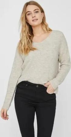 Vero Moda V-Ausschnitt-Pullover VMCREWLEFILE LS V-NECK BLOUSE NOOS