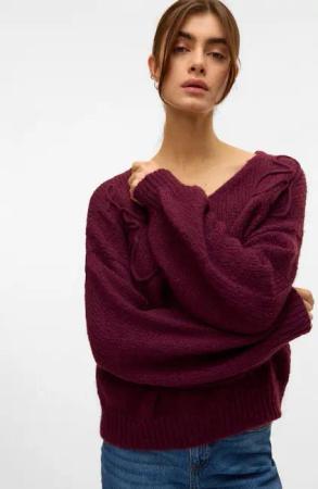 Vero Moda V-Ausschnitt-Pullover VMLOLLIPOP LS V-NECK PULLOVER BOO