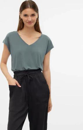 Vero Moda V-Shirt "VMFILLI SS V-NECK TEE GA NOOS" Materialmix, relaxed fit