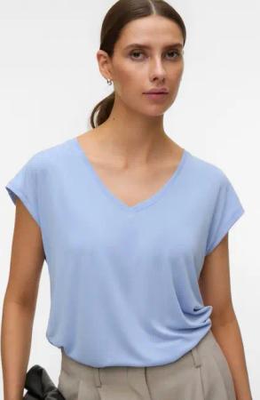 Vero Moda V-Shirt VMFILLI SS V-NECK TEE GA NOOS Materialmix, relaxed fit