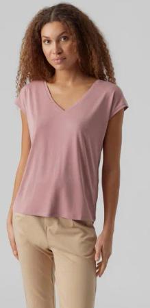 Vero Moda V-Shirt VMFILLI SS V-NECK TEE GA NOOS Materialmix, relaxed fit