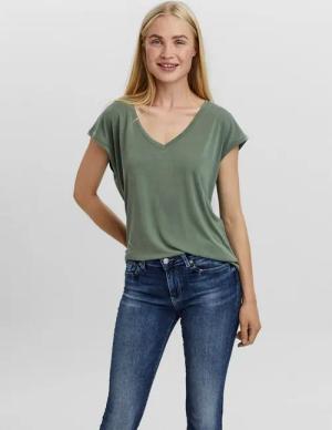 Vero Moda V-Shirt VMFILLI SS V-NECK TEE GA NOOS Materialmix, relaxed fit