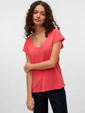 Vero Moda V-Shirt VMFILLI SS V-NECK TEE GA NOOS Materialmix, relaxed fit