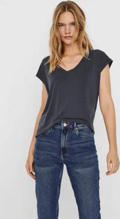 Vero Moda V-Shirt VMFILLI SS V-NECK TEE GA NOOS Materialmix, relaxed fit