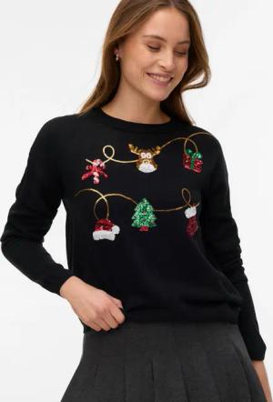 Vero Moda Weihnachtspullover "VMGLITTER LS O-NECK XMAS BOX"