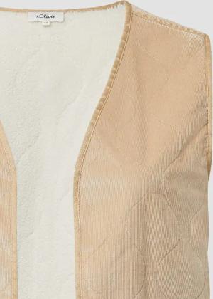 Verschlusslose Cord-Weste mit Teddy-Plüsch-Futter