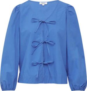 Verspielte Popeline-Bluse mit Schleifen und Puffärmeln