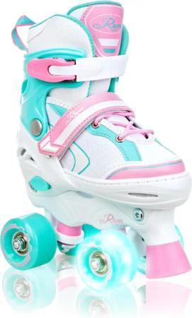 Verstellbare Rollschuhe leuchtende LED-Räder Lia Weiß/Mint/Rosa