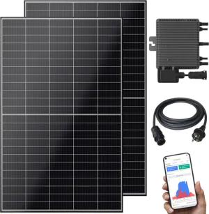 VESKA Balkonkraftwerk Balkonkraftwerk 1000 W Bifazial Glas/Glas, 800,00 W, Monokristallin, (Steckerfertig, genehmigungsfrei, schwarz WIFI), N-TYPE, TOPCON, Antireflexbeschichtung