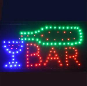 vevendo Beleuchtetes Fensterbild LED Schild Display Werbung Leuchte Reklame SIGN OPEN, GEÖFFNET, BAR, inkl. Anschlusskabel und Kette zum Aufhängen