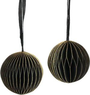 Viana Christbaumschmuck Wabenbälle Schwarz Gold Weihnachten Deko Kugeln Ø8cm 4St