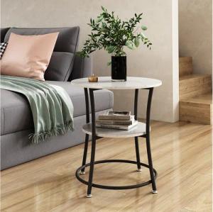 Vicco Couchtisch Quebec, Marmor Weiß, 50 x 50 cm mit Ablage (1-St)