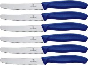 Victorinox Tafelmesser Victorinox Brötchenmesser SwissClassic 6er Set Blau Neue Griffform