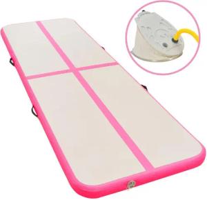VidaXL Aufblasbare Gymnastikmatte 500x100x10 cm PVC Grau/Rosa