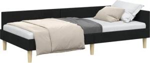 vidaXL Bett Eckbettgestell mit Kopfteil Schwarz 80 x 200 cm Stoff (1-tlg)