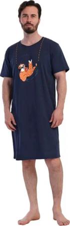 Vienetta Nachthemd Man (Packung, 1-tlg) Herren Schlafanzug Schlafshirt Nachthemd Kurzarm Baumwolle