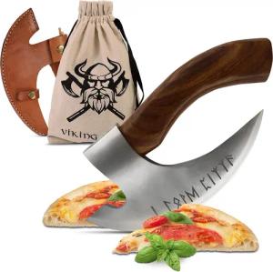 VIKING CRAFT Pizzamesser Pizza Axt Wikinger inkl. Lederschutz - Pizzamesser für echte Wikinger Pizzaschneider Axt perfekt geeignet als Wikinger Deko