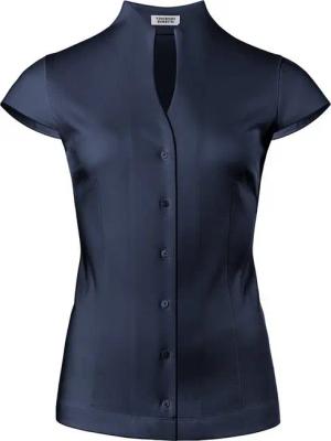 Vincenzo Boretti Klassische Bluse leicht tailliert Jersey Kelchkragen Kurzarm