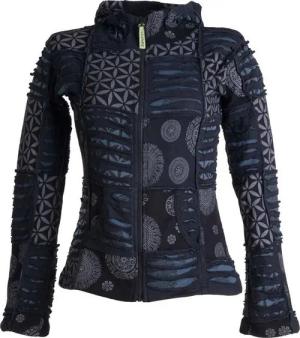 Vishes Kapuzensweatjacke Patchwork und Cutwork Elfenjacke mit Zipfelkapuze Boho, Hoodie, Hippie Goa Style