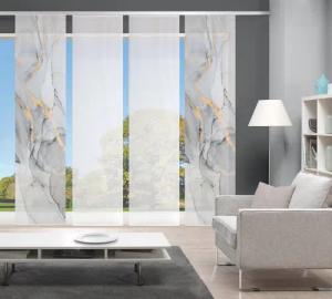 Vision S Schiebegardine MARMOSA 4er SET (4 St), Paneelwagen, blickdicht, Bambus-Optik, Digital bedruckt