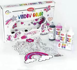 Viva Decor Kreativset Kids Window Color Unicorn Love, (8-tlg), 6x90ml inkl. Malvorlagen und Malfolie