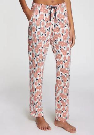 VIVANCE DREAMS Pyjamahose Damen orange-weiß-gemustert Gr.40/42