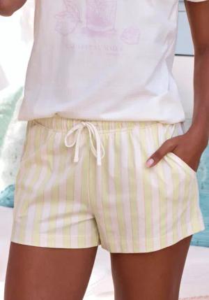 VIVANCE DREAMS Pyjamashorts Damen gelb-weiß-gestreift Gr.44/46