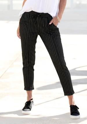 VIVANCE Jogger Pants Damen schwarz-weiß-gestreift Gr.46