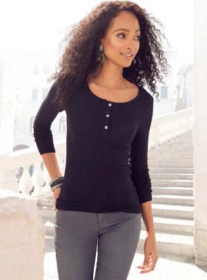 VIVANCE Langarmshirt Damen schwarz Gr.48/50