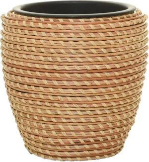 VIVANNO Blumentopf Rattan MASTELLO Rund - Natur Geflochten (1 St), 24x24 cm