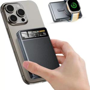 Vivitar MagSafe Powerbank 10000mAh mit Schnellladefunktion, 20W USB-C PD Powerbank 10000 mAh, Magnetisches kabelloses Ladegerät mit klappbarem Ständer