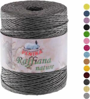 VLNIKA 200g Papiergarn Raffiana Nature zum Häkeln Bastband Farbwahl Häkelwolle, 330 m (Einzelknäuel), dunkelgrau