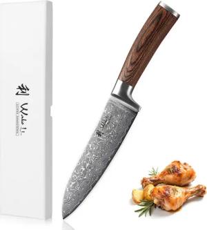 Wakoli Santokumesser EDIB Sakura Damast Santoku Messer Küchenmesser 17 cm Klinge, aus 67 Lagen Damaststahl, VG-10 Kern
