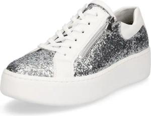 Waldläufer Waldläufer Damen Sneaker Nicky silber weiß Glitzer Sneaker