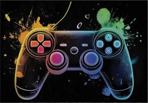 Wallarena Fototapete Kinderzimmer Jungen Game Pad Gaming Vlies Tapete Wandtapete, Glatt Vlies Washable, Abstrakt, Game, Pad, (Packung, 7 St., Vlies Fototapete), Vliestapete bunte schwarz Kinderzimmer Kinder Tapete + Kleister