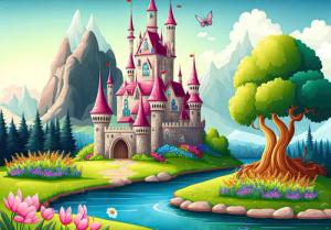 Wallarena Fototapete Kinderzimmer Mädchen Märchenschloss Vlies Tapete Vliestapete, Glatt Vlies Struktur Vinyl, Kinder, Tapete inklusive Kleister Vliestapete Motivtapete