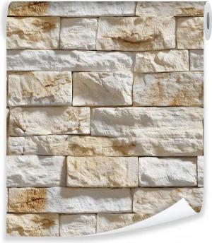 Wallarena Fototapete Ziegel Weiß Creme Natur Wohnzimmer Schlafzimmer Tapete 3D Effekt, Glatt Matt Waschbar Premium Vlies Tapeten von Wallarena, Weiß, Beige, (Vliestapete - Rollengröße: 10 m (Länge) x 50 cm (Breite), 1 St., Vliestapete - Rollengröße: 10 m 