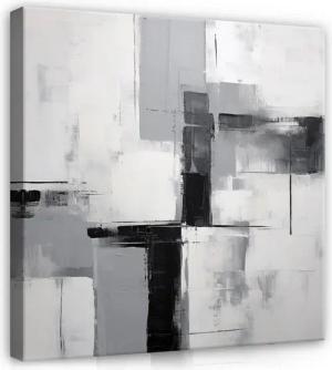 Wallarena Leinwandbild Abstrakt Grau Wandbild XXL Wand Deko Leinwand Bilder Modern, Abstraktion (groß Bilder Wohnzimmer Schlafzimmer Einteilig, 1 St), Bilder Klein Wohnzimmer Schlafzimmer Küche Wandbild Wand Deko 40x40