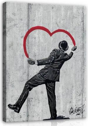 Wallarena Leinwandbild Graffitti Banksy Street Art Grau Wandbilder Wand Deko XXL Bilder, Banksy - Graffitti (Bilder Gross XXL Einteilig, 1 St), Leinwandbild Wohnzimmer Badezimmer Küche Wand Deko Bilder Modern 60x40